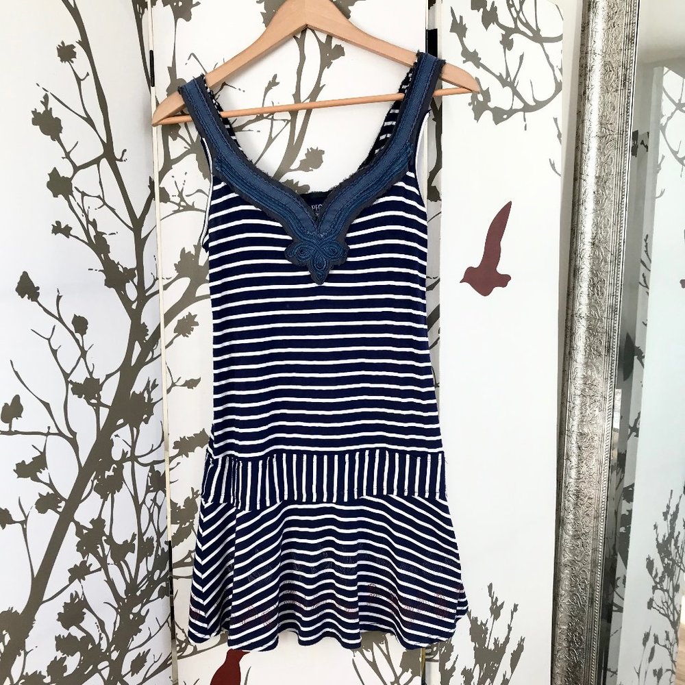 Free People Nautical Striped Dress Embroidered